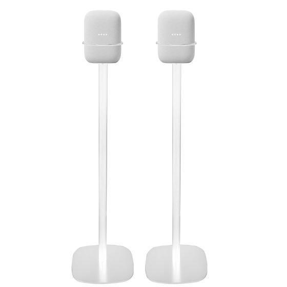 Par af Vebos stativer til Google Nest Audio i hvid